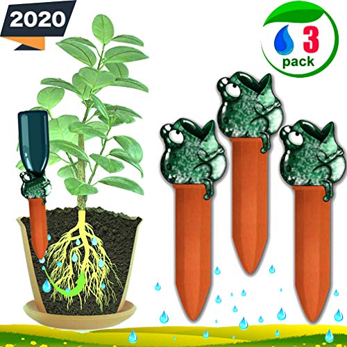 Frog Terracotta- Watering Globes-3 Self Watering System Spikes- Plant Watering Stakes For 2 Vacation Modes-Plant Watering Devices Self Irrigation Drippers For Indoor& Outdoor Plants (green-Frog)