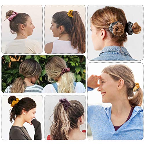 Jaolex 7-PACK Velvet Hair Scrunchies with Hidden Zipper Pocket- Stash Scrunchy Hair Ties Elastics Bobbles Hair Bands Bobble Scrunchy for Women, VSCO Girls and Teen