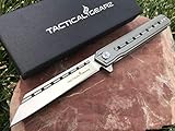 TG Onyx, Tc4 Titanium EDC Folding Knife w/Sheath! Polished D2 Steel Tanto Blade, Ball Bearing Pivot System!