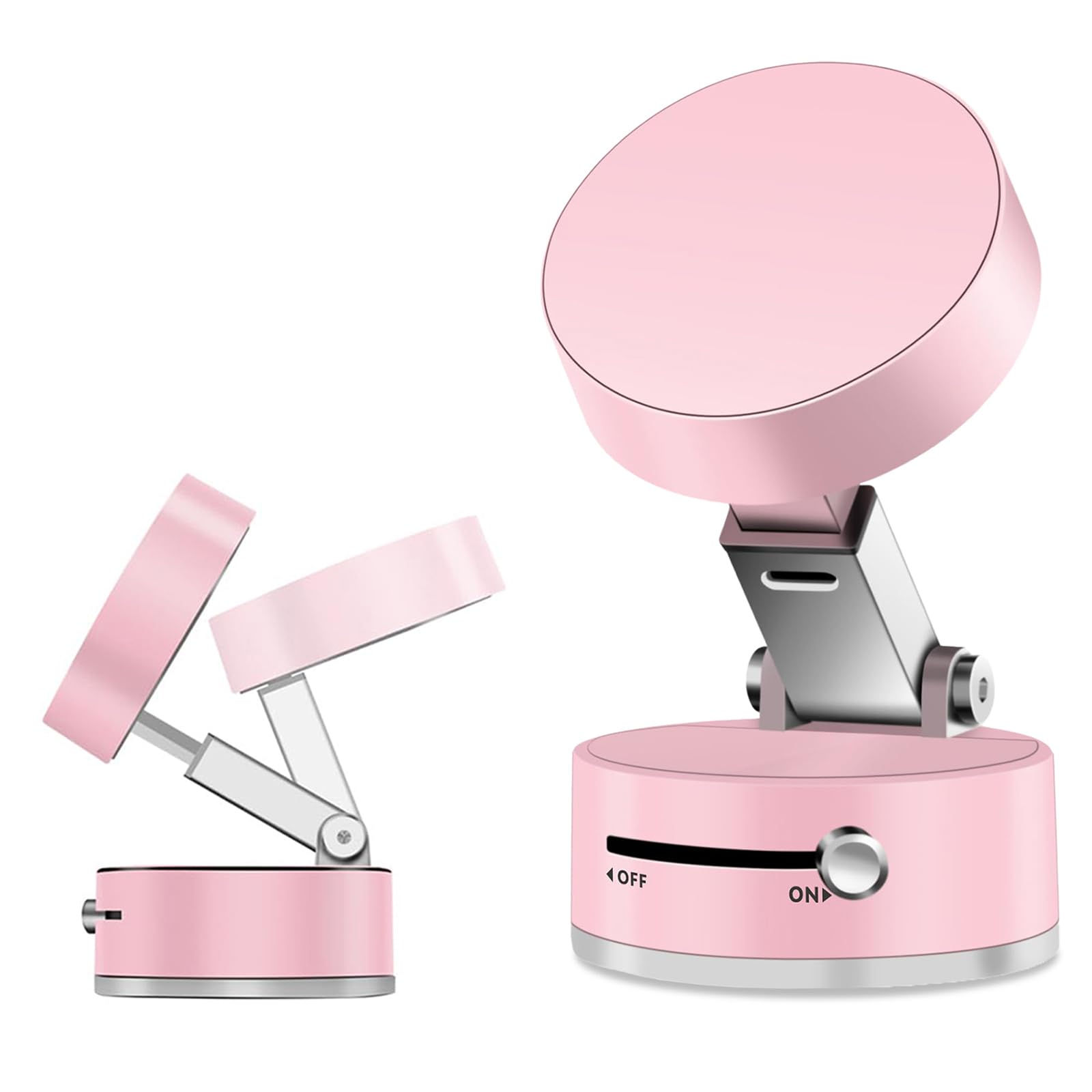 Photo 1 of HMHKHN Foldable Vacuum Magnetic Suction Phone Holder,Retractable Magnetic Car Holder,Hands-Free Portable Multifunctional Vacuum Suction Phone Mount for Car, Mirror, Gym, Kitchen (Pink)