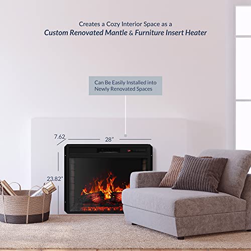 BELLEZE 28 Inch 1400W Electric Fireplace Insert, Stove Heater for TV