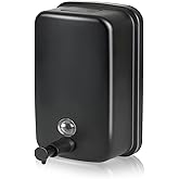 WEWABABY Wall Mount Soap Dispenser, 500 ml Black Metal for Bathroom & Kitchen
