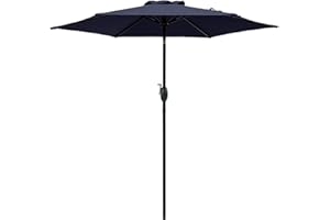 SUNVIVI OUTDOOR 7.5 Ft Patio Umbrella Outdoor Market Table Umbrella Luxury Aluminum Pole Umbrella with Push Button Tilt and Crank, 6 Ribs, Polyester Canopy