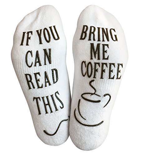 Luxury Cotton "Bring Me Coffee" Socks - Perfect Gag Gift or Novelty Present Idea for Men and Women - Comfortable Cofffee Lover Apparel