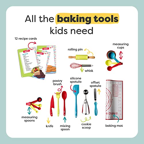 Baketivity 31 Pcs Kids Cooking & Baking Set with Kids Knife & Real