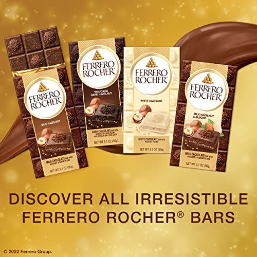 FERRERO ROCHER MILK CHOCOLATE HAZELNUT BAR, WITH COCOA FILLING , VALENTINE’S DAY CHOCOLATE GIFT, 3.1OZ