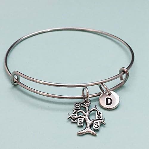 Money tree bangle, money tree bracelet, tree charm, personalized bracelet
