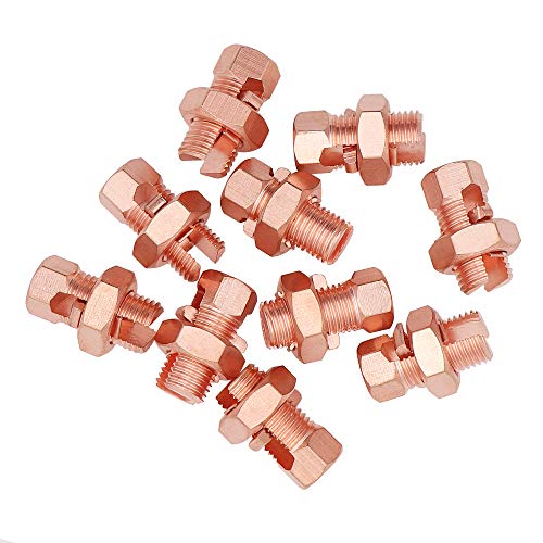 Kuejotty 10PCS Solid Copper Split Bolt Connector,Ground Wire Clamp6AWG