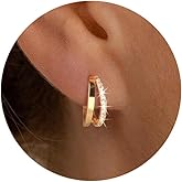 Chunky Gold Hoop Earrings for Women, Trendy 14K Gold Plated Gold/Silver Chunky Hoop Earrings Double Hoop Earrings