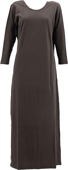 Amazon Le Minor ルミノア レディース コットン 七分袖 カシュクール Crew 2wayネック ロングワンピース Lmg971 Mon Robe Dos Croise Marron ブラウン 0 ブラウン C30 ワンピース チュニック 通販