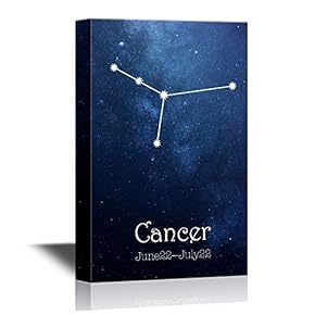 12 Zodiac Signs Constellation Canvas Wall Art - Cancer - Gallery Wrap Modern Home Art | Ready to Hang - 12x18 inches