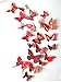 Amaonm® 60 Pcs 5 Packages Beautiful 3D Butterfly Wall Decals Removable DIY Home Decorations Art Decor Wall Stickers & Murals for Babys Bedroom Tv Background Living Room (Red)