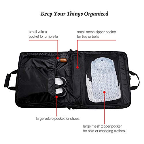 BERTASCHE Garment Bag for Travel, Waterproof Foldable Luggage Hanging Suit Bag with Shoulder