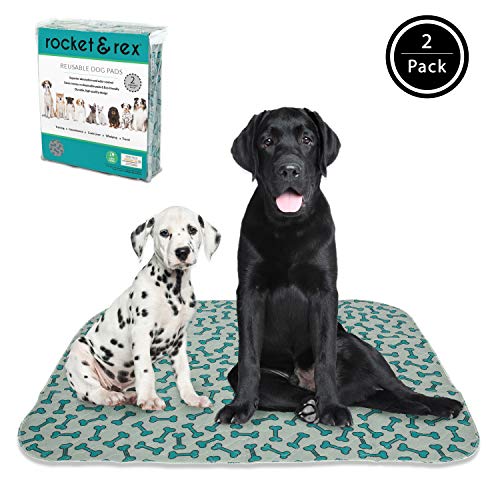 rocket & rex Washable Dog Pee Pads. Dog Training Pads, Waterproof, Reusable Dog Pee Pads. Leak-Proof and Absorbent Puppy Pee Pads. Whelping, Puppy Travel Pads, Dog Bowl Mat.