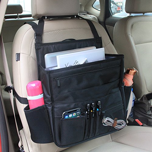 LUXJA Car Front Seat Organizer with Laptop and Tablet Storage Pockets