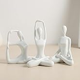 NxInnoX Meditation Yoga Statues 3pcs, Resin Zen Yoga Figurines for Bookself, Home Decor, Gifts (White)