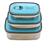 Stainless Steel Lunch Box with leak Proof Lid, Food Storage Containers, BPA Free and Non Toxic (Set of 3 in 1) - Color Blue