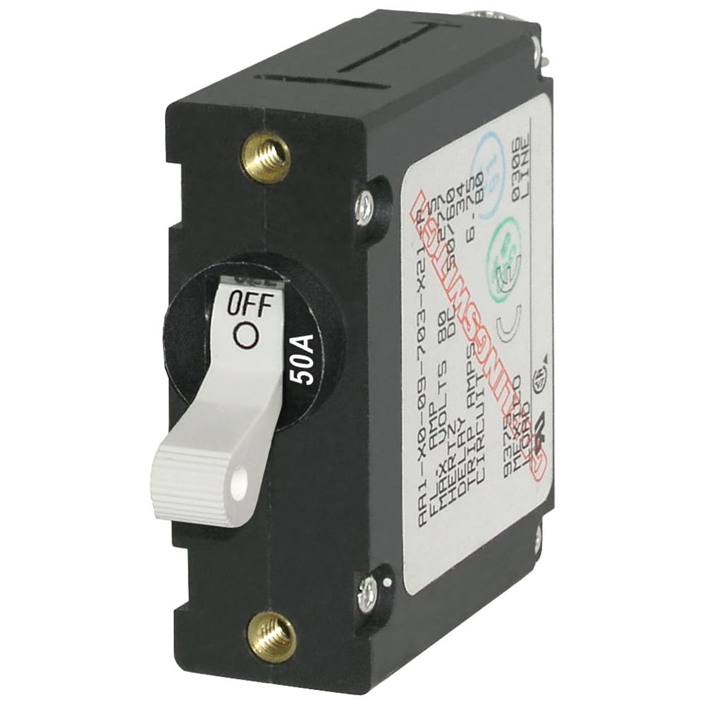 Blue Sea Systems 7230 A-Series White Toggle Circuit Breaker - Single Pole 50A