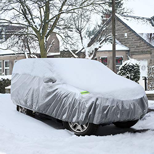 KAKIT Waterproof Jeep Cover, 5 Layers 4 Door All Weather UV Protection Car Cover for Jeep Wrangler with Driver Door Zipper, Fits up to 194"