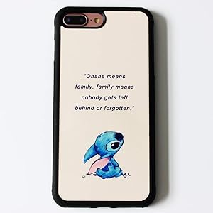 Lilo & Stitch Quote Art Case For iPhone 7 Plus / 8 Plus (5.5 Inch) Comic TPU Silicone Rubber Gel edge + PC Bumper Case Skin Protective Custom Designed Printed Phone Protector Full Protection Cover