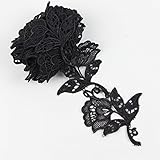 Yontree Floral Venise Lace Applique Bridal Wedding Applique Black 2 yards
