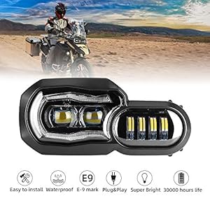 Led-koplamp voor motorfiets met Angel Eyes DRL montage, E-mark E-keurmerk, waterdicht DC12-24 V koplamp voor F650GS…