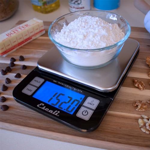 Escali Nutro Digital Food Scale, Multi-Functional Kitchen Appliance, Precise Weight Measuring and Portion Control, Baking and Cooking Made Simple, Stainless Steel Platform, Black, 1 Unit
