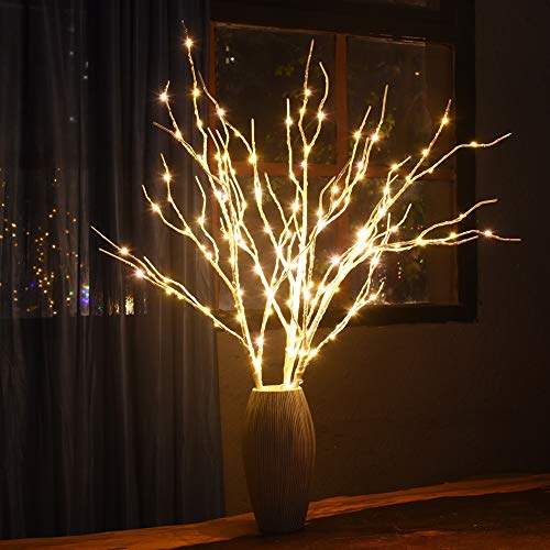 Twinkle Star 150 LED Lighted Silver Willow Branches 3 Pack Artificial Branches Plug in for
