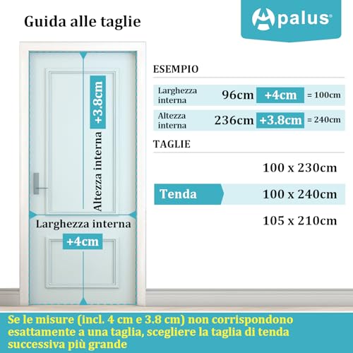 Apalus VP Magnetic Mosquito Net for Balcony Doors, 100 x 240 cm, 2 x Stronger Than the Classic Model, Anti-Scratch for Cats, Stronger Magnets, Self-Adhesive Band, 3.8 cm Wide, Not Shortened