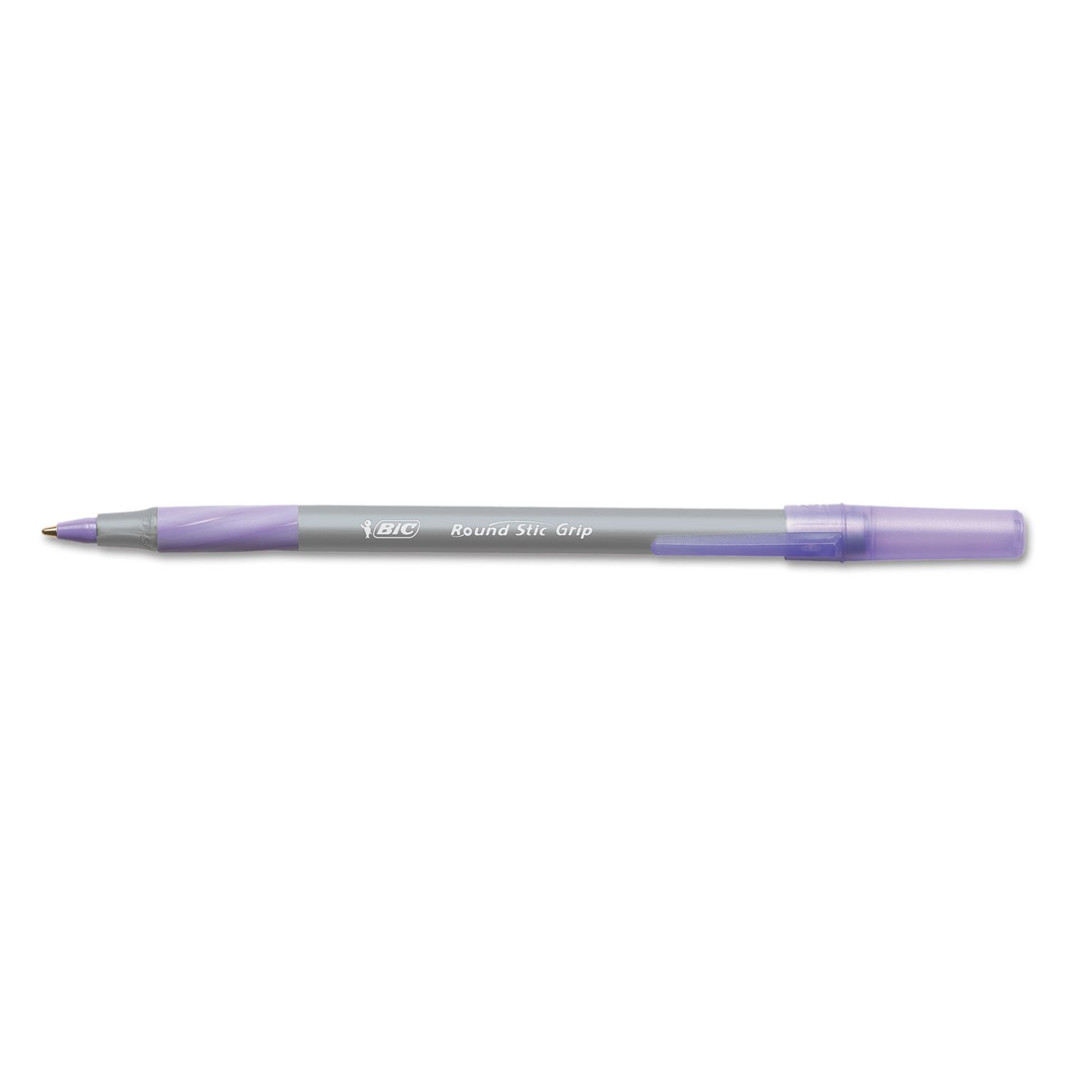 BIC Round Stic Grip Xtra Comfort Ballpoint Pen, Medium Point (1.2mm), Purple Ink - GSMG11PE (Pack of 12) — image 1
