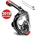 Snorkel Mask,FITFORT Full Face 180° Panoramic GoPro Compatible Foldable Airtube Anti-Fog Easy Breath with Larger viewing Design for Adults and Kids-Red&Black(M Code)