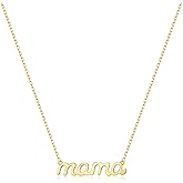 BYIA Sterling Silver 925 Mama Pendant Necklaces for Women Dainty Small 14K Gold Vermeil Silver Plated Mother Mom Necklace Non Tarnish Jewelry for Mom New Mom Trendy