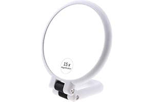MGLIMZ 15x Magnifying Handheld Mirror,Travel Folding Hand Held Mirror,Double Sided Pedestal Makeup Mirror with 1/15x Magnification