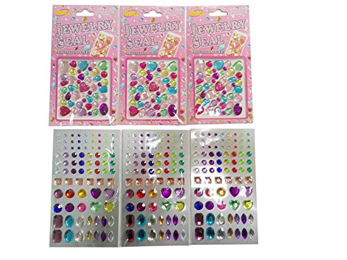 YUEAON 2 styles of 6 sheets Rhinestone Stickers DIY Self Adhesive Colorful Gem Embellishment Sticker for crafts jewelry making