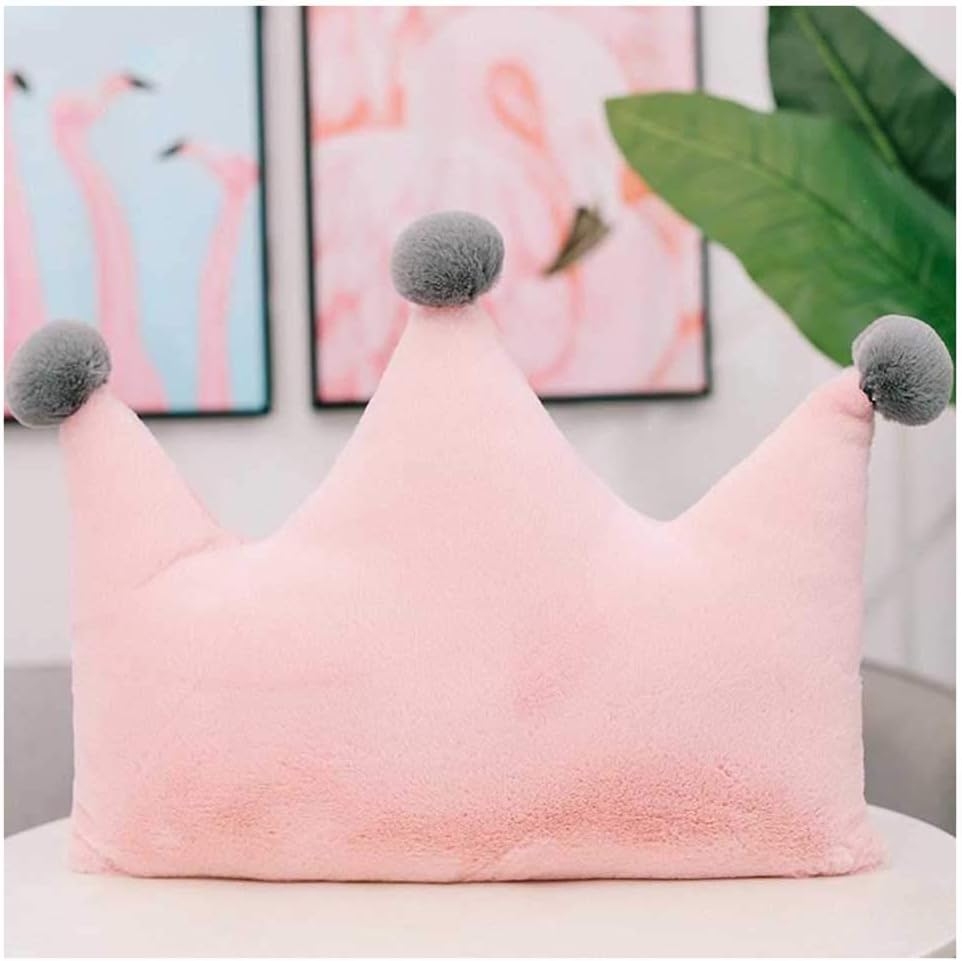 HYL World 19.7 Inches Stuffed Crown Shaped Soft Plush Pillow Toy - Pink
