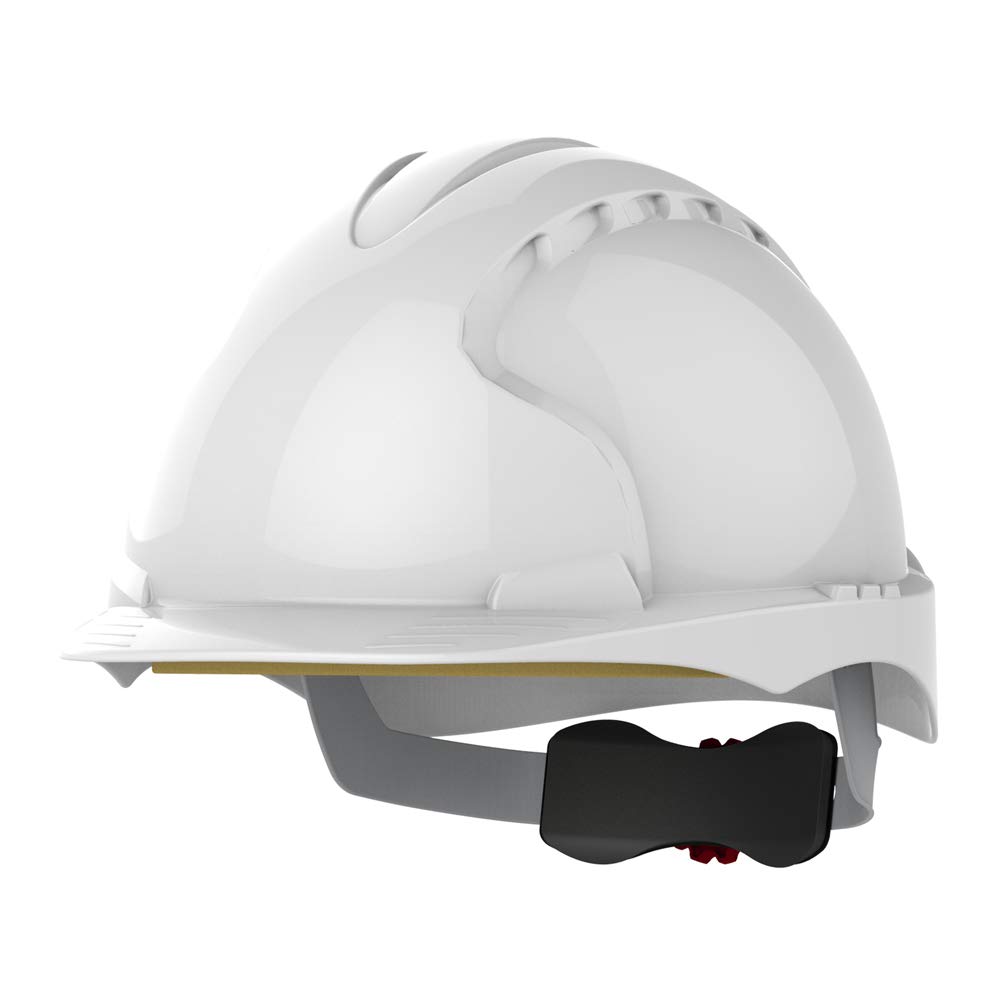 JSP EVO3 Safety Helmet Hard Hat - Non-Vented - White - Wheel Ratchet Adjustment - Comfortable Adjustable Fabric Harness - Lightweight - For Construction, Electrical & Industrial - EN397, EN50365