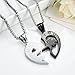 His and Her Heart Shaped Puzzle Couple Necklaces Love Heart Pendant Necklaces Women Men 2 Matching Set Necklaces Love Valentines Christmas Black & Silver