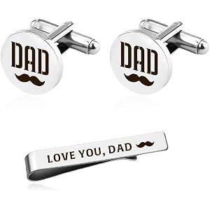 Dad Cufflinks Gifts for Daddy Fathers Father's Day Birthday Gift for Step Bonus Dad Father in Law Cufflinks Tie Clip