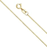 14k REAL Yellow Gold Solid 0.7mm Box Link Chain Necklace with Spring Ring Clasp - 24"