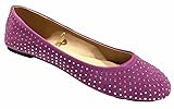 Womens Faux Suede Rhinestone Ballerina Ballet Flats