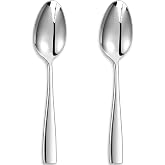 KEAWELL Premium Louis Serving Utensils (Serving Spoons, Set of 2) | 18/10 Stainless Steel Serving Spoons; Squared-Edge Handles; Brilliant Mirror Finish; Dishwasher Safe; For Buffets
