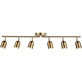 CRAFTRONOS 6 Light Track Lighting Kit, Matt Brass Finish Adjustable with Moden Flush Mount Ceiling Spotlight for Kitchen,Livi