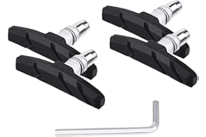 PLATTBK Bike Brake Pads 2 Pairs with Installation Tool No Noise Long 70mm Rubber Durable V-Brake Pads for Mountain Bicycle