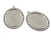 UNICRAFTALE 10pcs 25x18mm Oval Pendant Cabochon Settings Stainless Steel Pendants Bezel Pendant Trays Blanks Setting for Jewelry Making DIY Findings