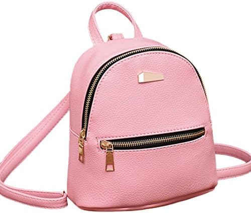 Sumen Hot Sale Women Leather Backpack School Rucksack Shoulder Satchel Mini Bag (Pink)