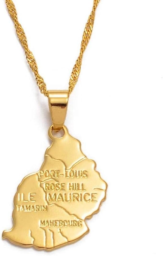 Map Pendant Necklace Women Men Gold Color Jewelry The Republic of