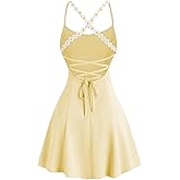 WDIRARA Women's Criss Cross Backless Sleeveless Mini Cami Dress Flared A Line Dresses