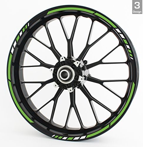 RS Tyre Rim Decals for 15", 16", 17", 18" and 19" Wheels – Complete Set, Choose Your Colour &amp; Style - LIGHT GREEN, DESIGN 3