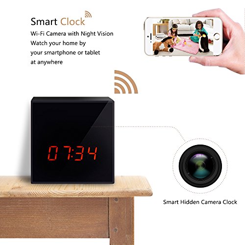 FULL HD Wireless Hidden Camera Smart Clock P2P WiFi Digital Video Recorder,Remote Control for IOS iPhone Android Phone