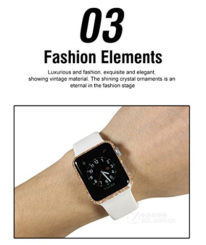 Furivy for iWatch 42MM Decal Sticker Creative (2 Pack) Bling Skin Stickers for Apple Watch 42mm Champagne Gold - Thumbnail 5